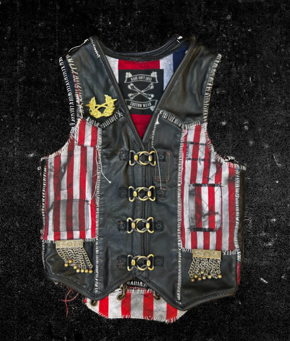'No Fun' custom leather waistcoat