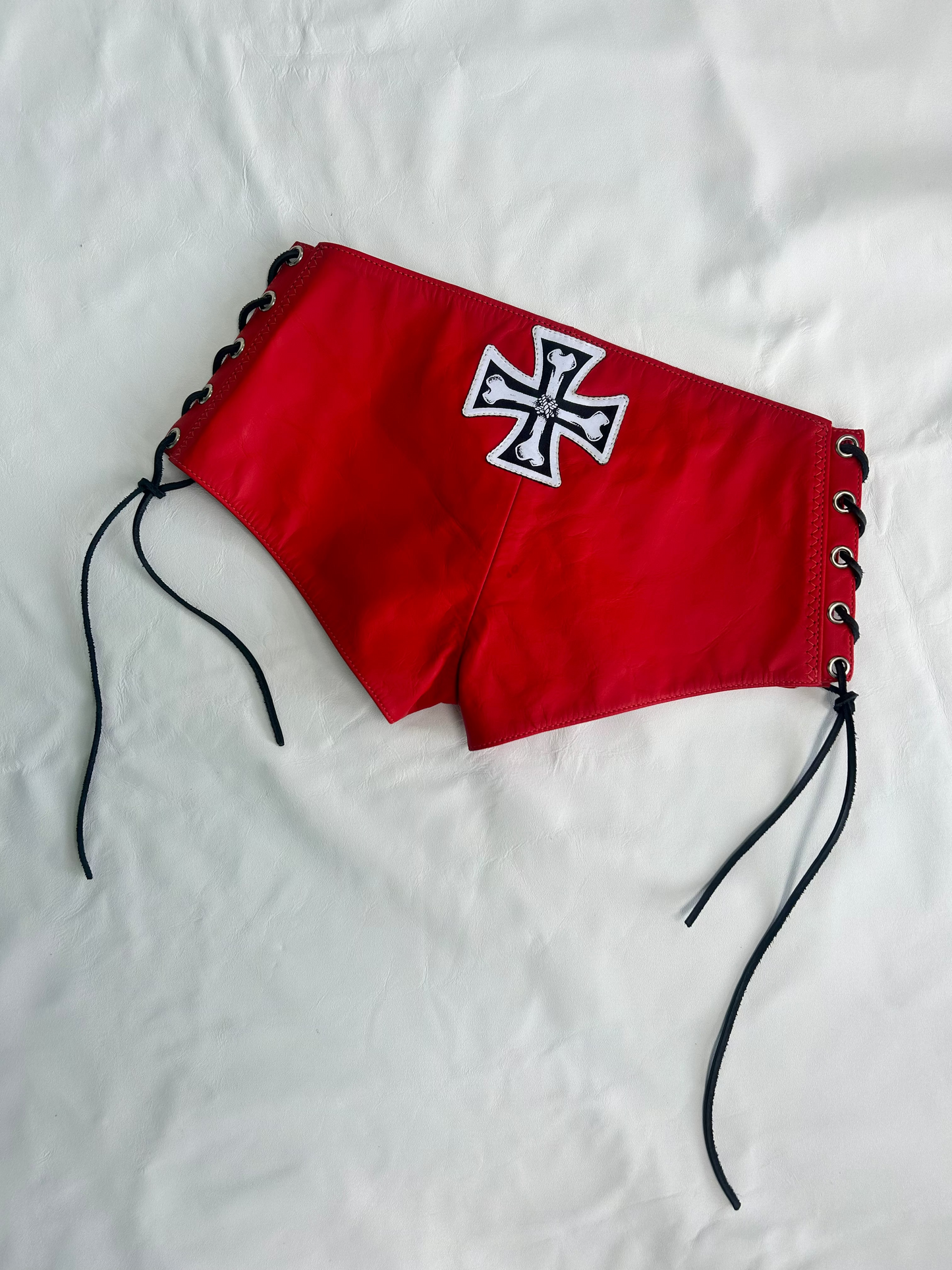 Fire engine red micro shorts
