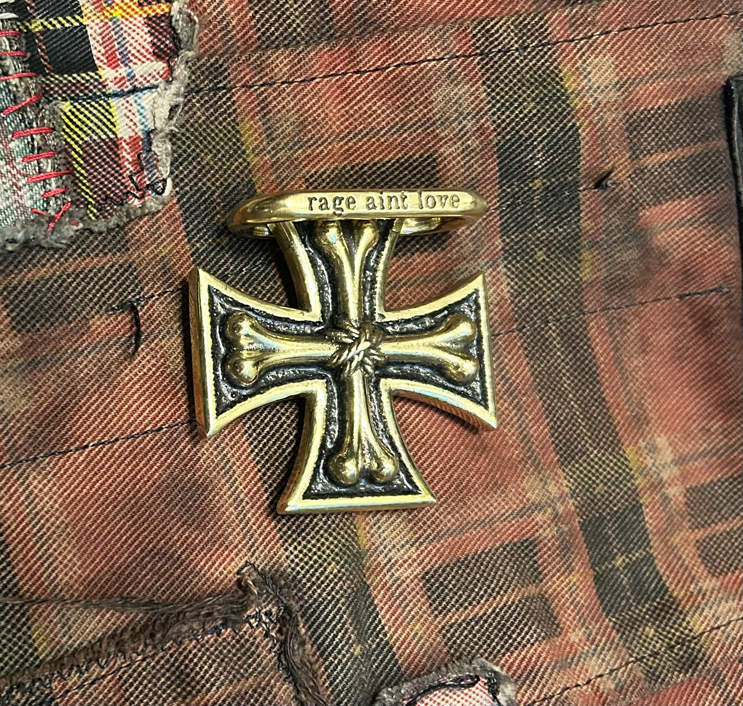 Brass Iron Bones belt buckle