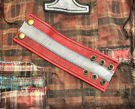 Red & white leather cuff