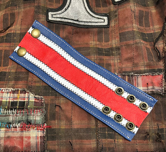 Red, white & blue leather cuff
