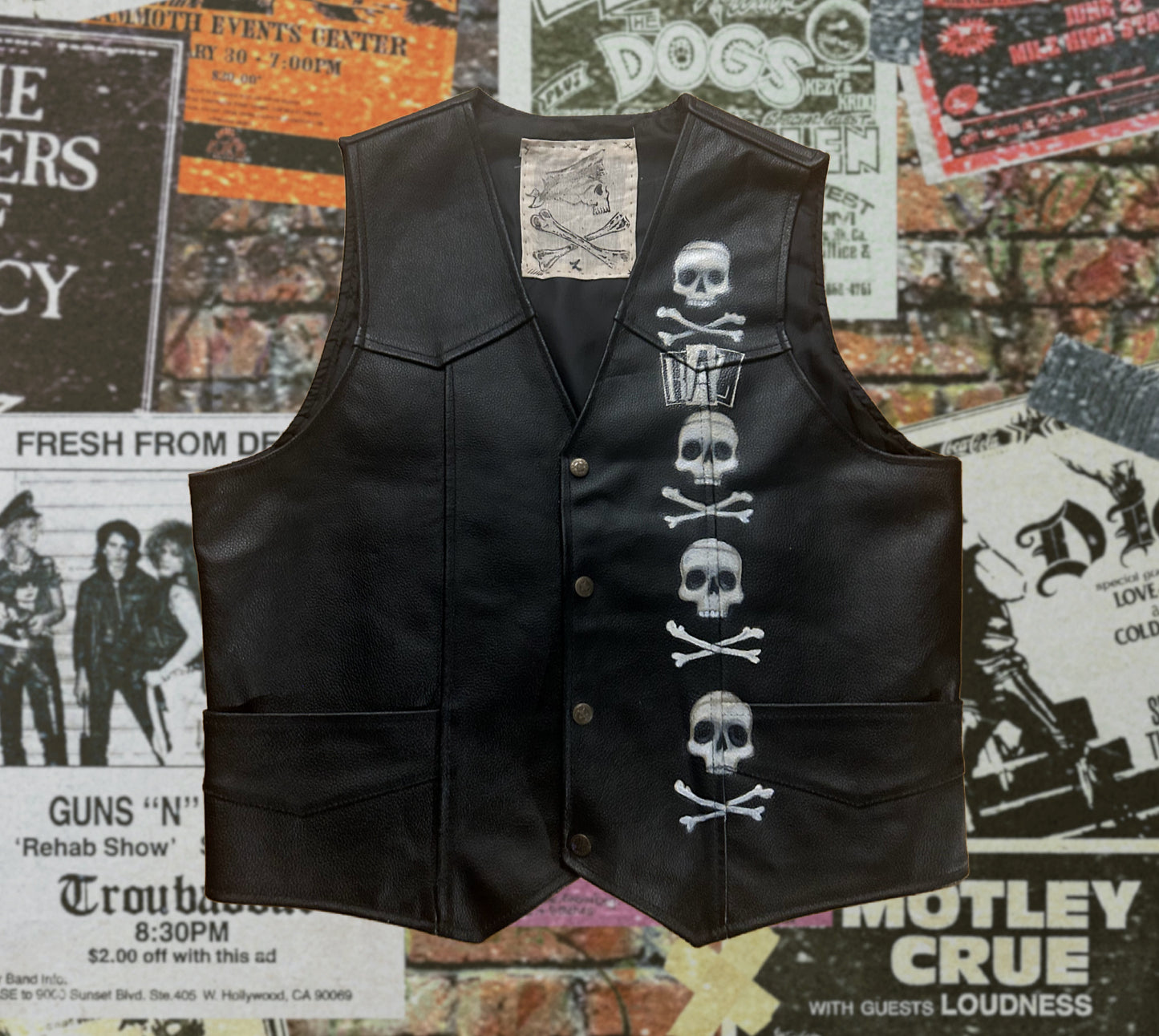 Skull & cross bone leather vest