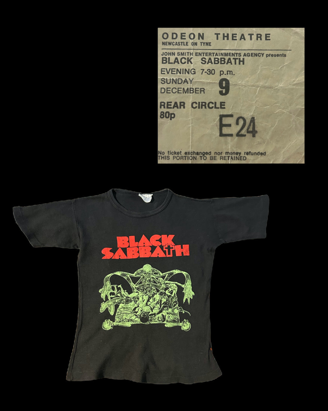 Black Sabbath 1973 Sabbath Bloody Sabbath tour tee with original ticket stub