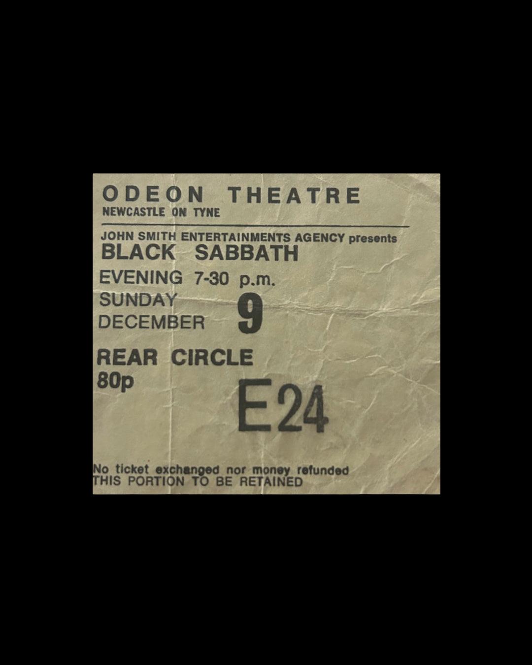 Black Sabbath 1973 Sabbath Bloody Sabbath tour tee with original ticket stub