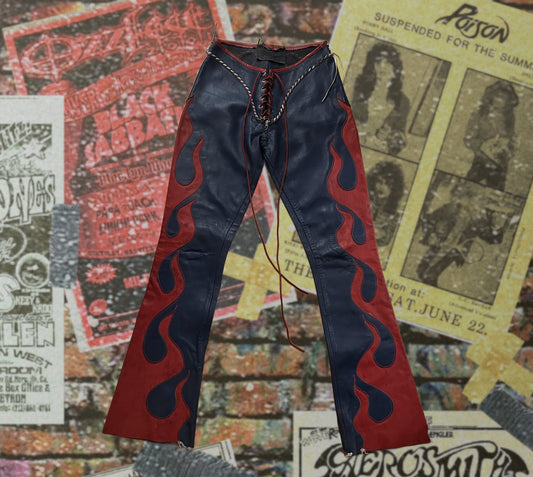 Leather flame pants | Primal Suff Inc